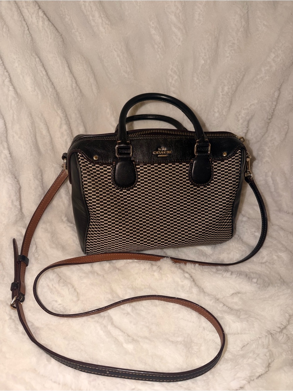 Coach Mini Bennett Satchel Checkered Jacquard